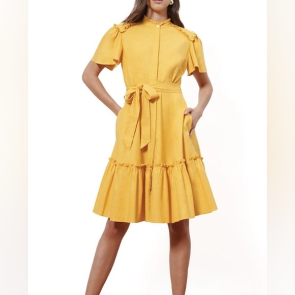 Donna Morgan Dresses & Skirts - NWT DONNA MORGAN | Linen Ruffle Dress 10/12